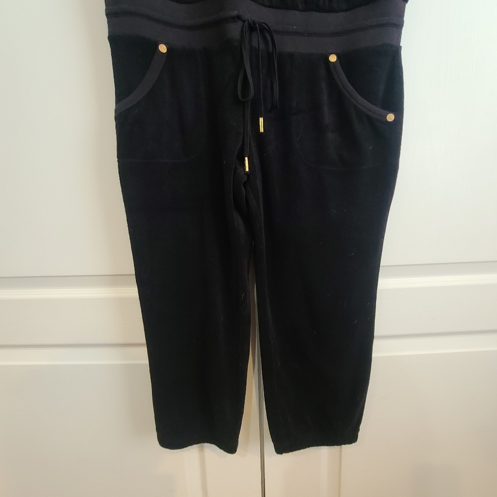 NWT Womens Juicy Couture Black Terry One Piece Romper Jumpsuit Size Large - Picture 4 of 8